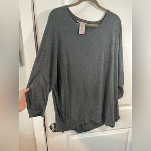 Philosophy Gray Stretch Cotton Long Plus Size Blouse 3/4 Sleeve Size XXL